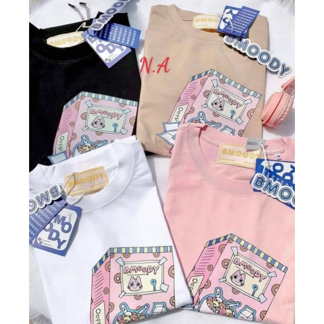 Áo phông tay lỡ nam nữ unisex form rộng BMOODY ullzang vải cotton mịn giá rẻ mặc đơn đôi nhóm