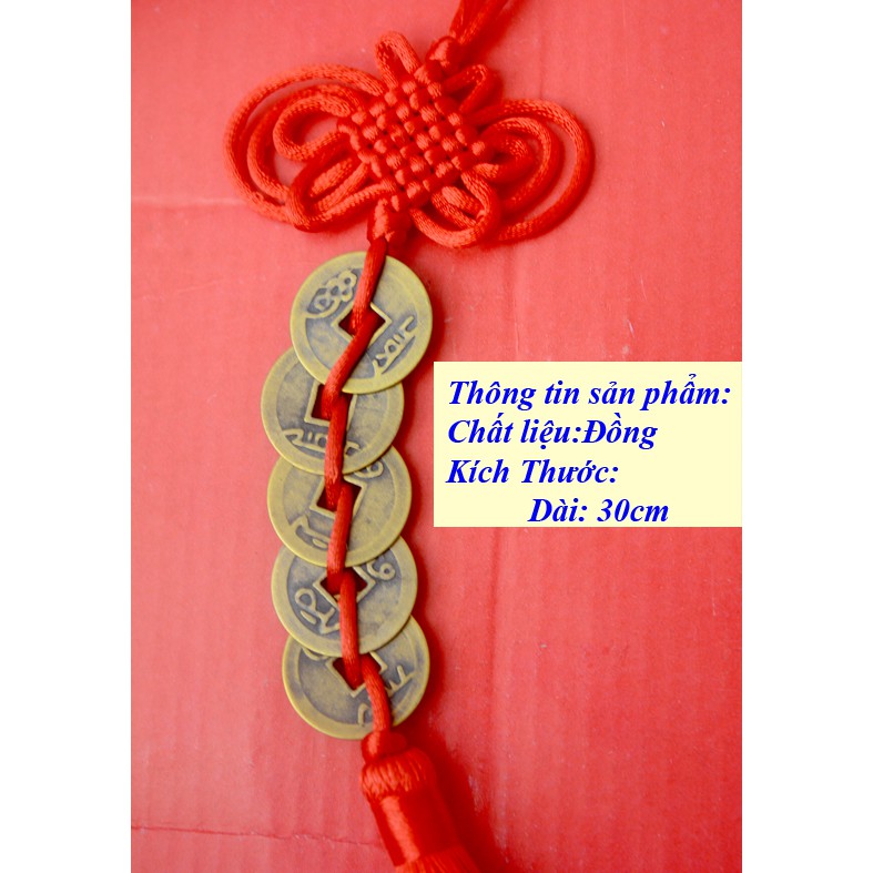 Xâu tiền 5 đồng(Ngũ Đế) phong thủy treo xe-Chiêu tài lộc,may mắn