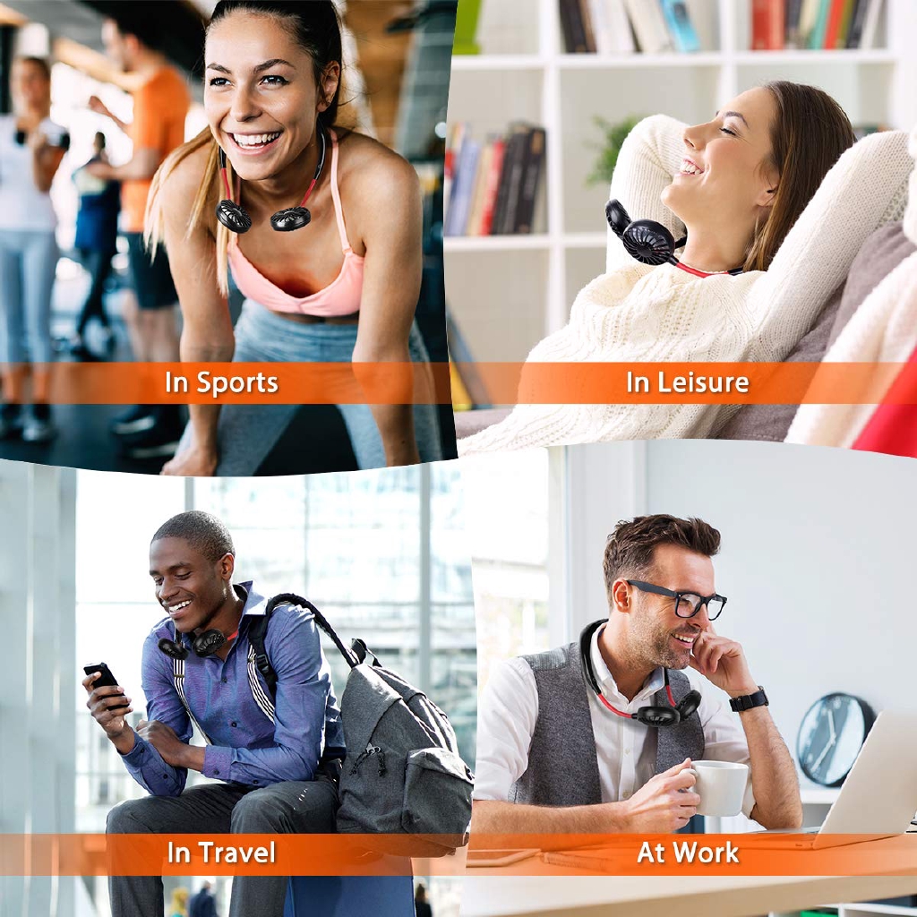 Quạt mini 2 đầu 3 cấp độ có thể điều chỉnh dạng đeo cổ tiện dụng | BigBuy360 - bigbuy360.vn