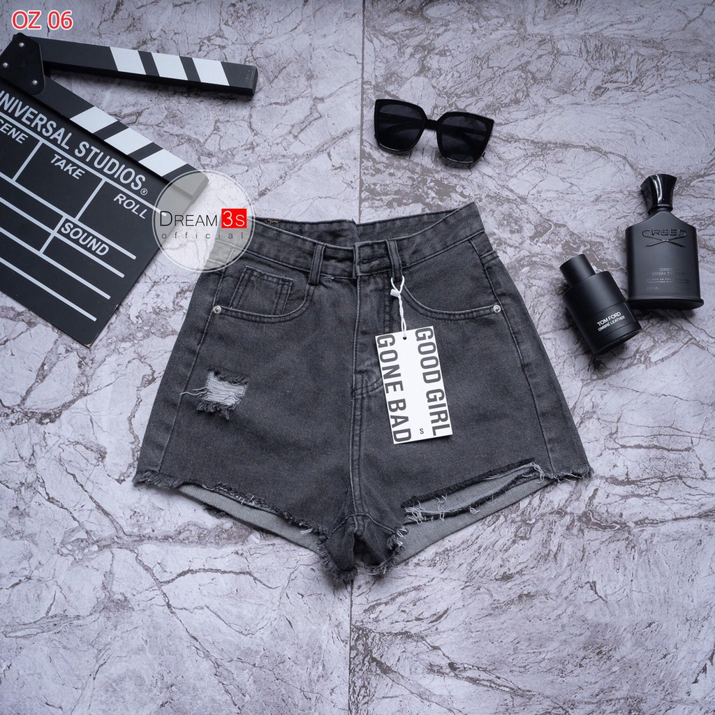 Quần Đùi jean Nữ Dream3s Quần Short Nữ Cá Tính Màu Đen