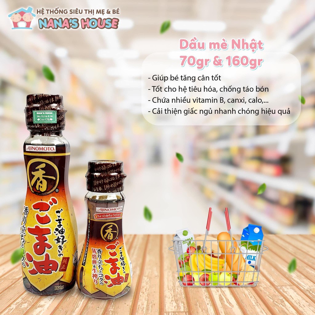 DẦU MÈ Ajinomoto CHO BÉ 6 THÁNG ĂN DẶM CỦA NHẬT - Chai 70gr / 160gr - Date 2022