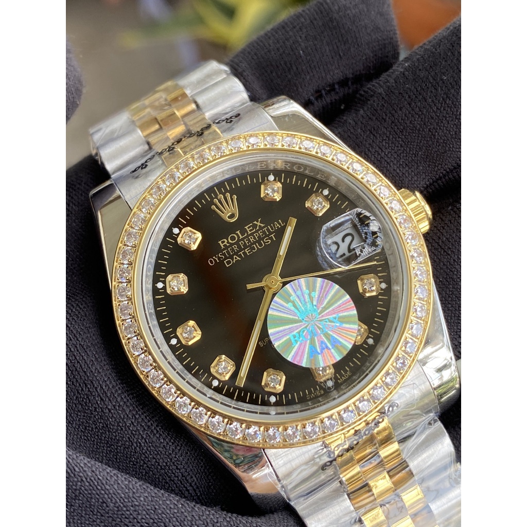 Đồng Hồ Nữ Nam Unisex rolex dây thép , viền nạm đá , size 36mm 41mm , máy pin