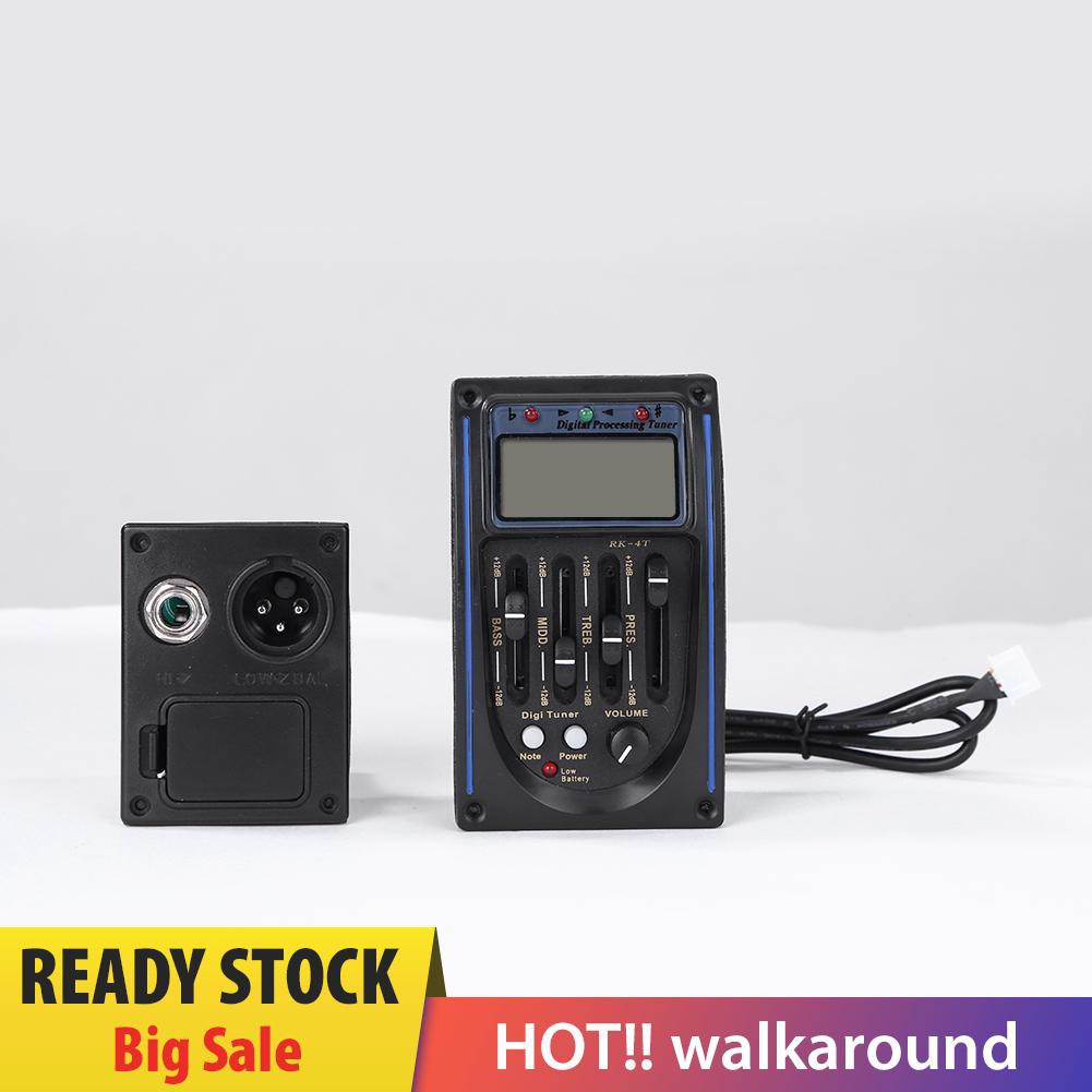 Walk LC-4 4 Band Acoustic Guitar Pickup Preamp EQ LCD Tuner System Equalizer