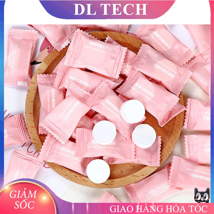 Khăn giấy nén hàn quốc hình viên kẹo bỏ túi du lịch vải cotton KN13 DL TECH