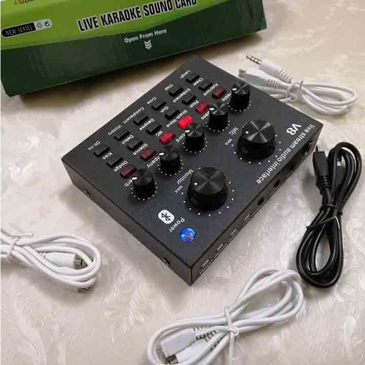 Soundcard V8 Chính Hãng Có Bluetooth, Hỗ Trợ Livestream
