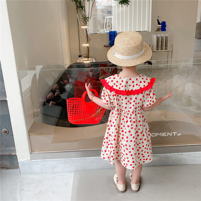 Đầm tay phồng họa tiết chấm bi xinh xắn cho bé gái