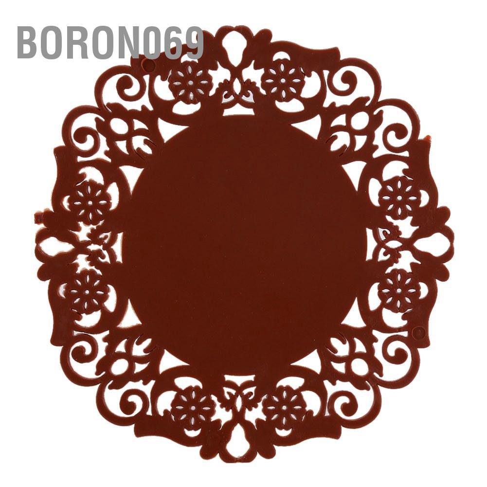 Đế Lót Ly Bằng Silicone Chống Trượt Họa Tiết Ren Hoa Boron069