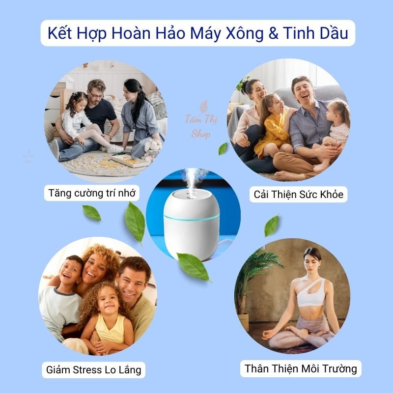 Máy Xông Tinh Dầu Mini Phun Sương Khuếch Tán Tinh Dầu Tỏa Hương Thơm Dùng Cho Phòng Ngủ Và Trong Xe Hơi
