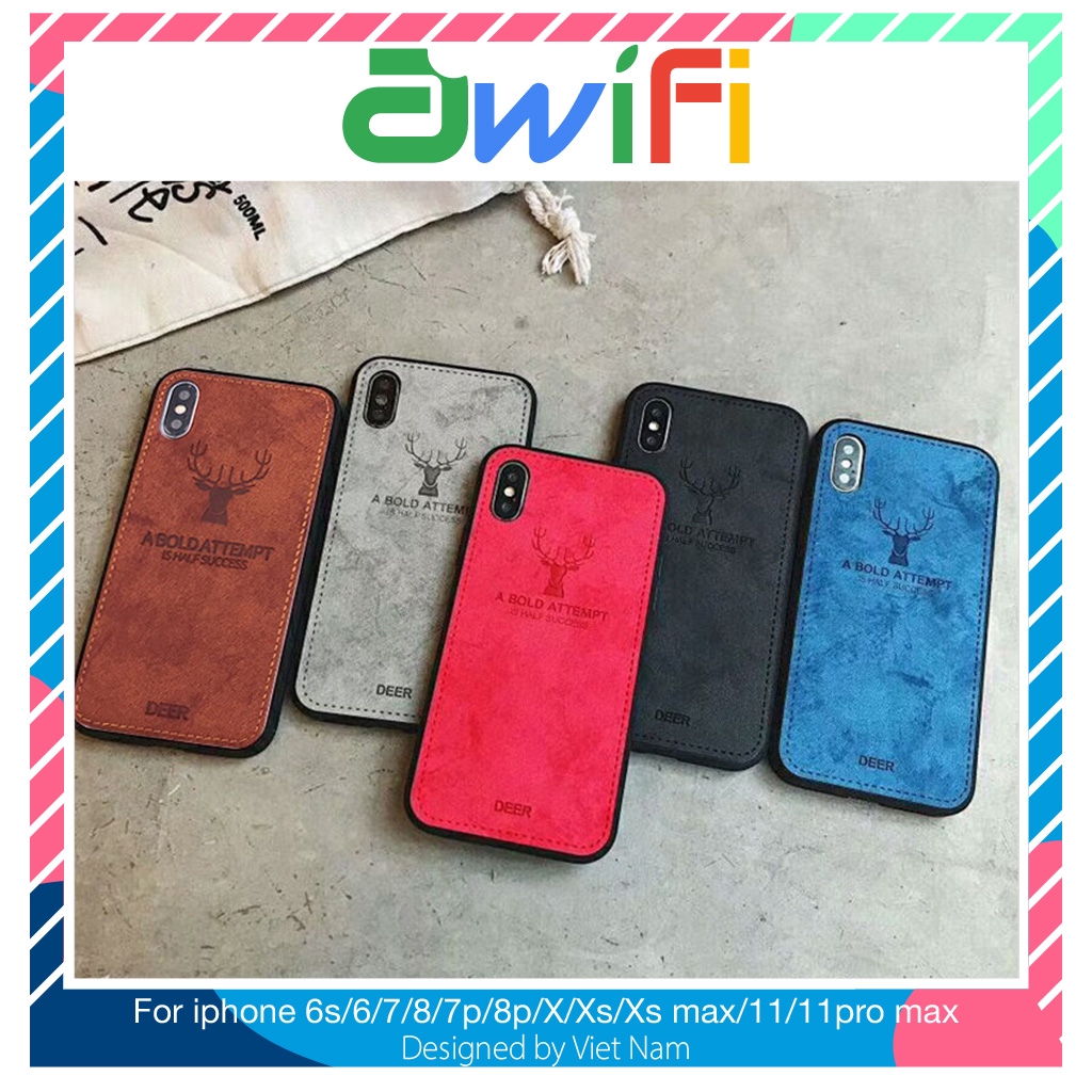 Ốp lưng iphone Vải đầu hươu 5/5s/6/6plus/6s/6splus/7/7plus/8/8plus/x/xr/xs/11/12/pro/max/plus/promax - Awifi Case