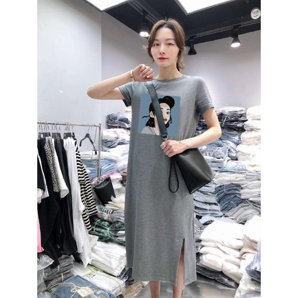 Đầm thun ngắn tay thiết kế dáng rộng che khuyết điểm cho nữ | BigBuy360 - bigbuy360.vn