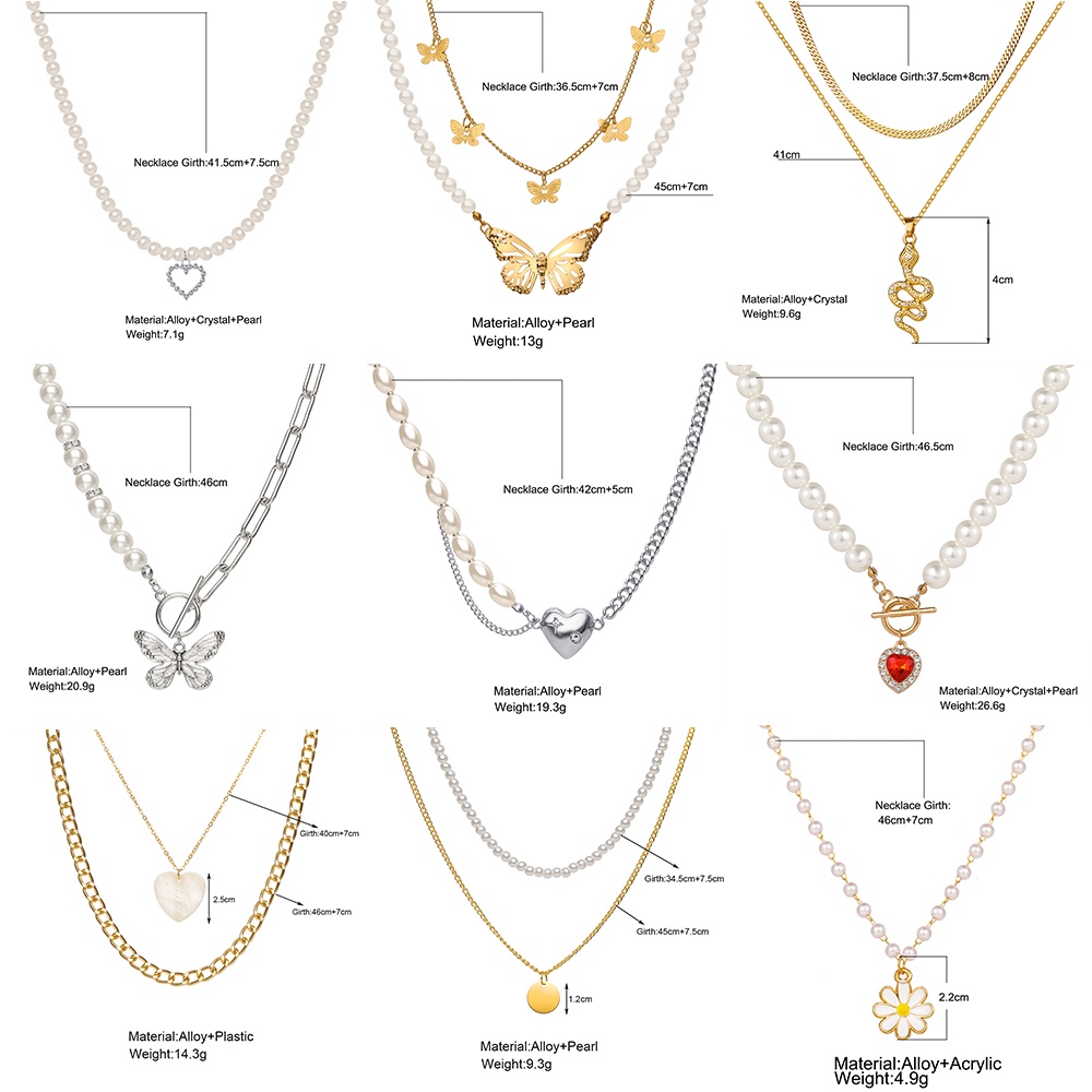 iF YOU Thời Trang Vòng cổ Mặt Hình Bướm Đính Ngọc Trai Nhân Tạo