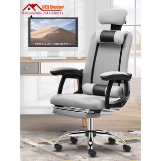 [ Có sẵn ] Ghế game, ghế văn phòng W03, chân thép không gỉ, có gác chân (màu ghi)