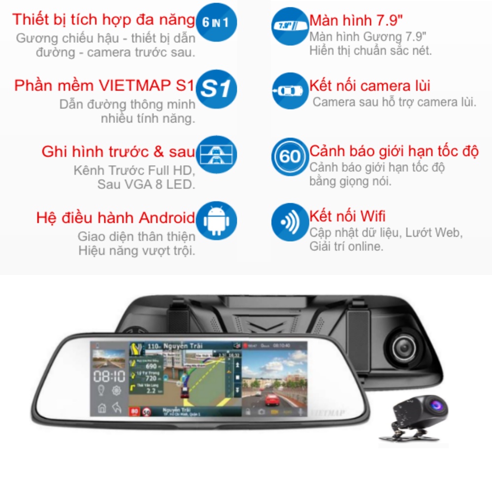 [Miễn Phí Lắp Đặt] Camera hành trình Vietmap G79