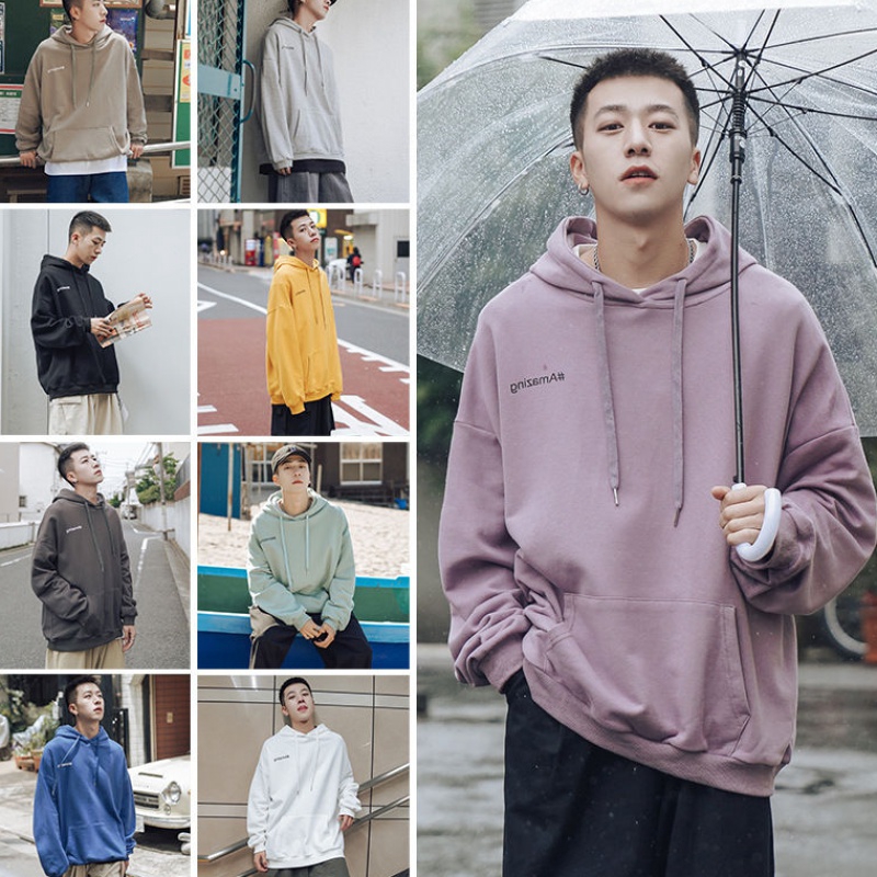 Áo hoodie dáng rộng in chữ phong cách Hip Hop thời trang thu đông 2019 dành cho nam