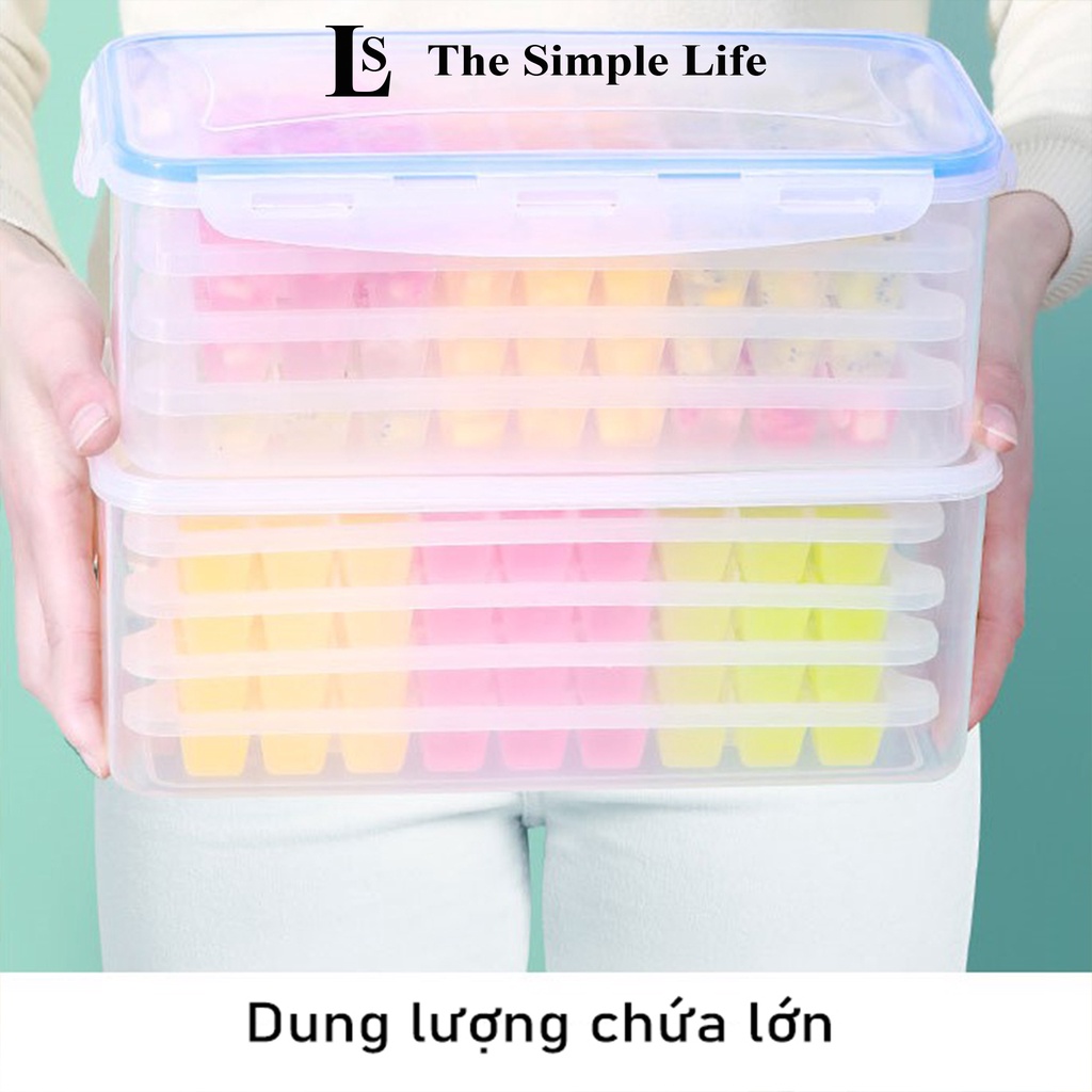 Khay làm đá, khuôn làm đá, làm kem tủ lạnh 72 viên chống mùi cao cấp + tặng kèm xẻng xúc đá [CHÍNH HÃNG]