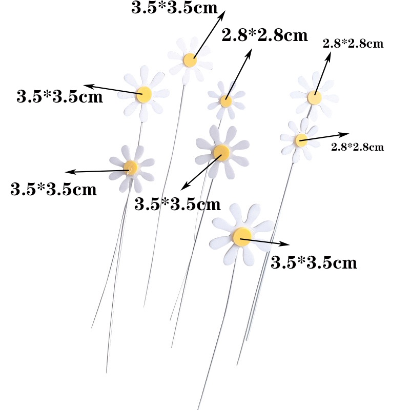 Set 8 Que Cắm Trang Trí Bánh DIY Hình Hoa Cúc Bằng Acrylic