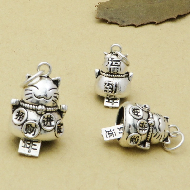 [RẺ VÔ ĐỊCH] Charm mèo thần tài bạc hàng đẹp - Bạc chuẩn loại 1 siêu đẹp, PH271
