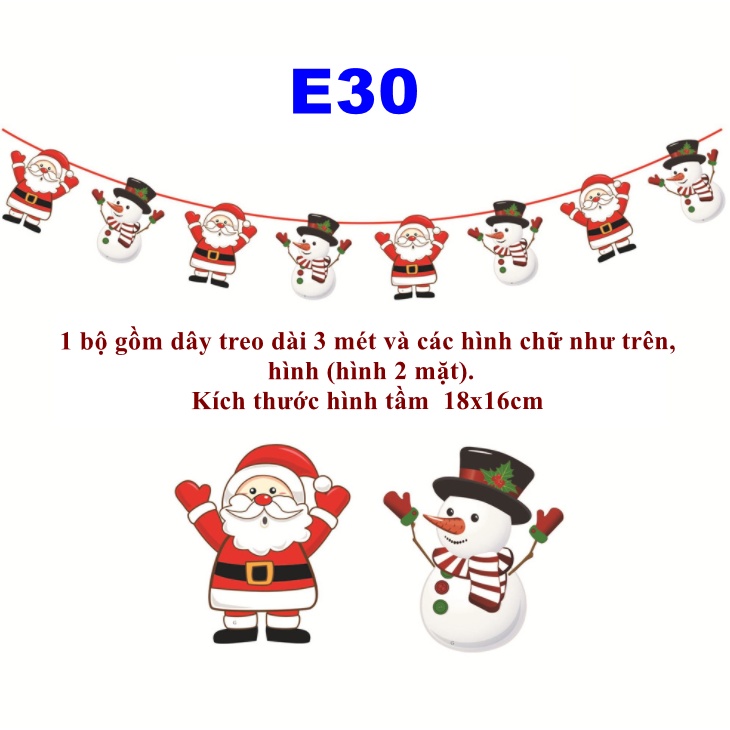 Cờ treo trang trí noel trang trí giáng sinh mẫu E30