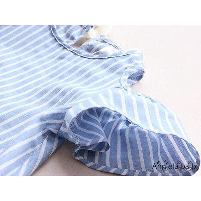 Aba-kids Bé Gái Quần Áo Mùa Hè Sọc Xanh Nơ Đầm Sundress