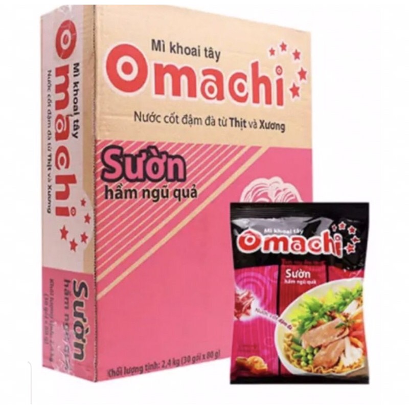 Thùng mì 30 gói Omachi sườn hầm/ bò hầm/ tôm chua cay/ riêu càng cua/ Spaghetti date mới