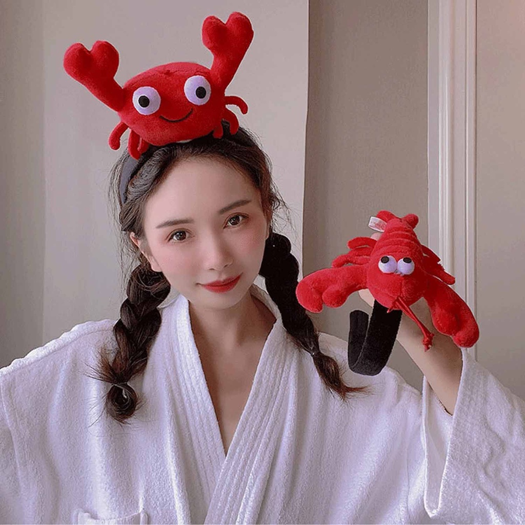 Băng đô cài tóc đính con cua/ tôm hùm đất nhồi bông đáng yêu thời trang dành cho nữ