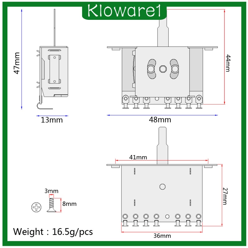 [KLOWARE1]Electric Guitar 5 Way Pickup Selector Switch, Golden Tips