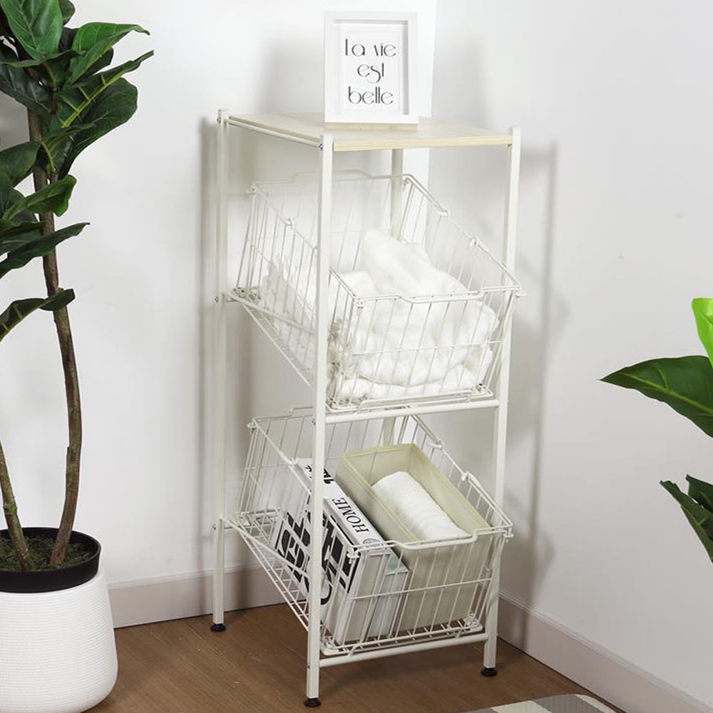 HomeBase STACKO Kệ 2 tầng bằng lưới thép SCANDI Thái Lan W33.5xH97.5xD39cm màu trắng