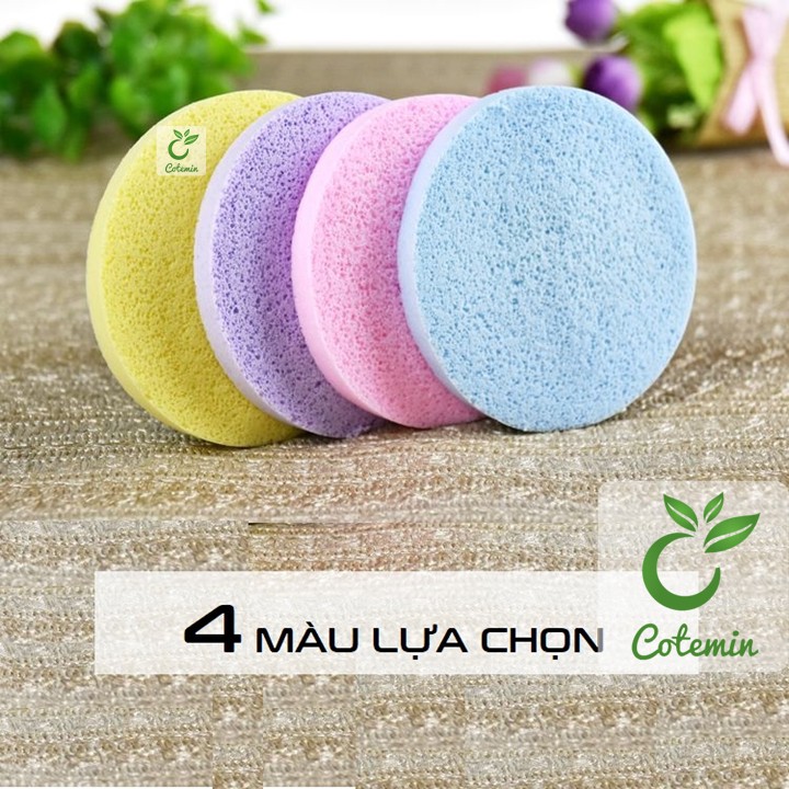 COMBO 10 gói Bông nở bọt biển rửa mặt 12 miếng CHIVEY nhiều màu COTEMIN