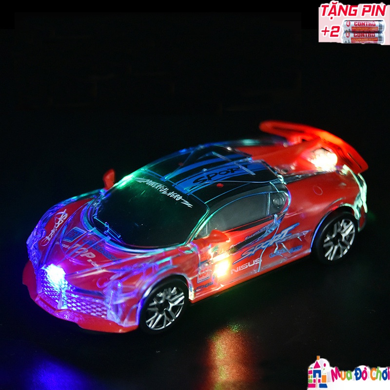 Đồ chơi Ô tô bugatti chạy pin phát sáng tự di chuyển/xe chạy pin/Tặng Pin AA