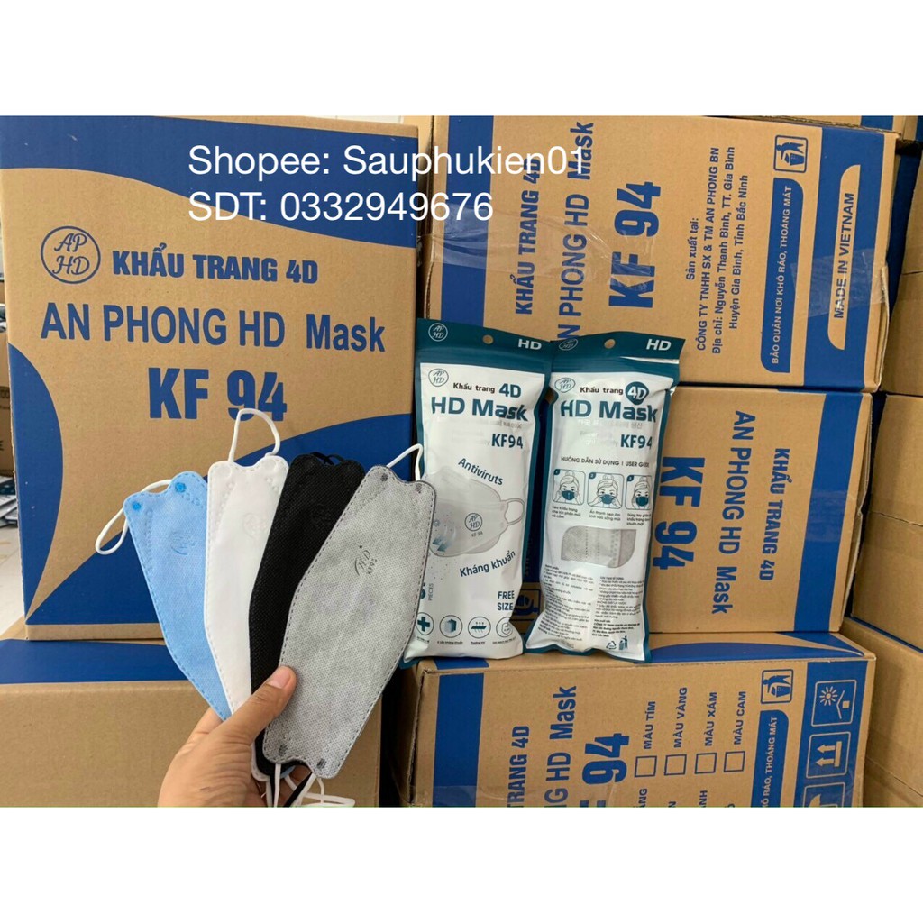 Thùng 300 Chiếc Khẩu Trang Kháng Khuẩn 4D Hoàng Dũng Mask KF94, Đạt Chuẩn Hàn Quốc, Kháng Khuẩn - Ngăn Ngừa Vi Khuẩn