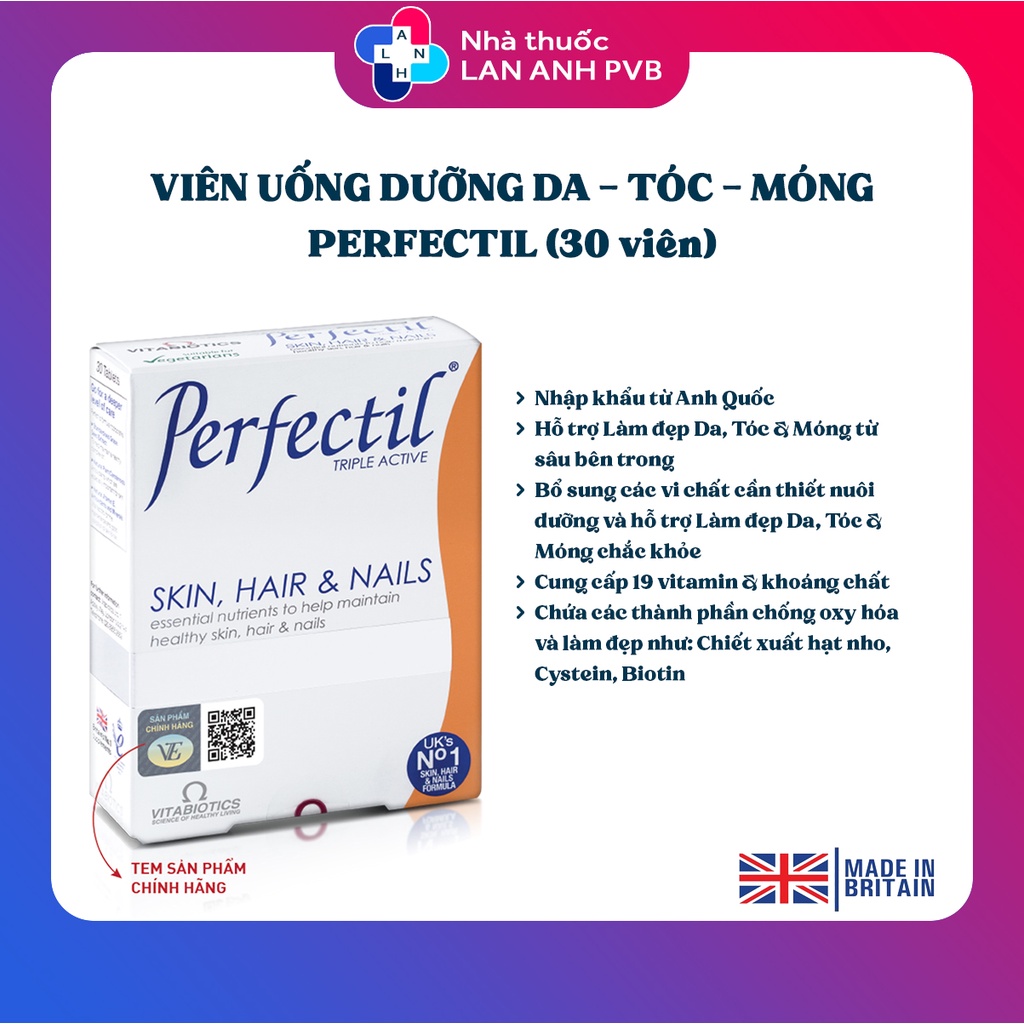 PERFECTIL (Hàng nhập khẩu) - Viên uống hỗ trợ làm đẹp da, tóc, móng chắc khỏe.