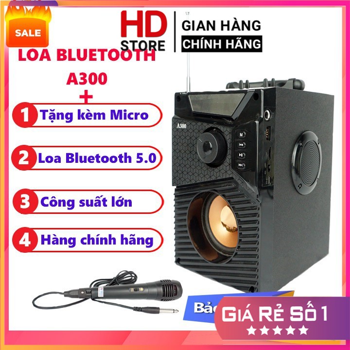 Loa hát karaoke có mic, Loa Công Suất Lớn - Loa A300 Hozito Cao Cấp Omono 2021 Đi kèm Loa hát Karaoke Bluetooth