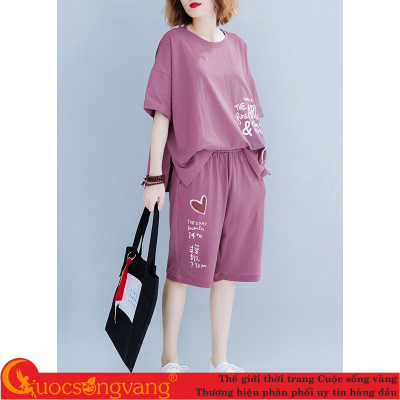 Bộ đồ nữ over size set đồ nữ cotton phom rộng GLSET043 Cuocsongvang