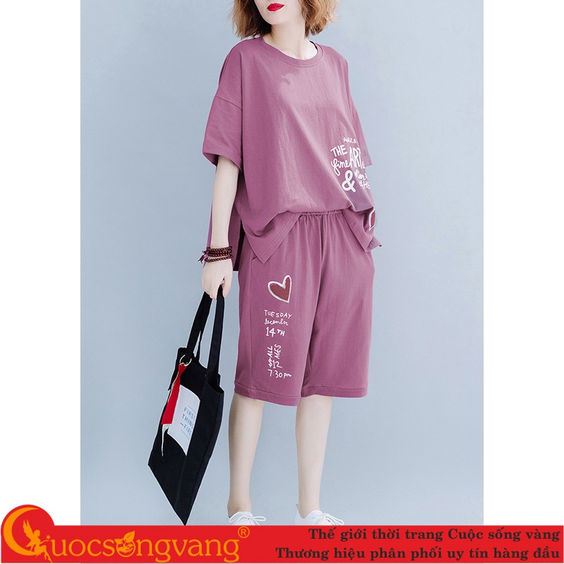 Bộ đồ nữ over size set đồ nữ cotton phom rộng GLSET043