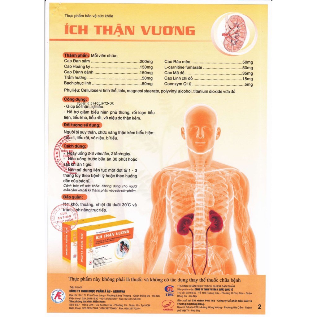 Ích Thận Vương - Hộp 180 Viên uống dành cho người suy thận, chạy thận - cvspharmacy