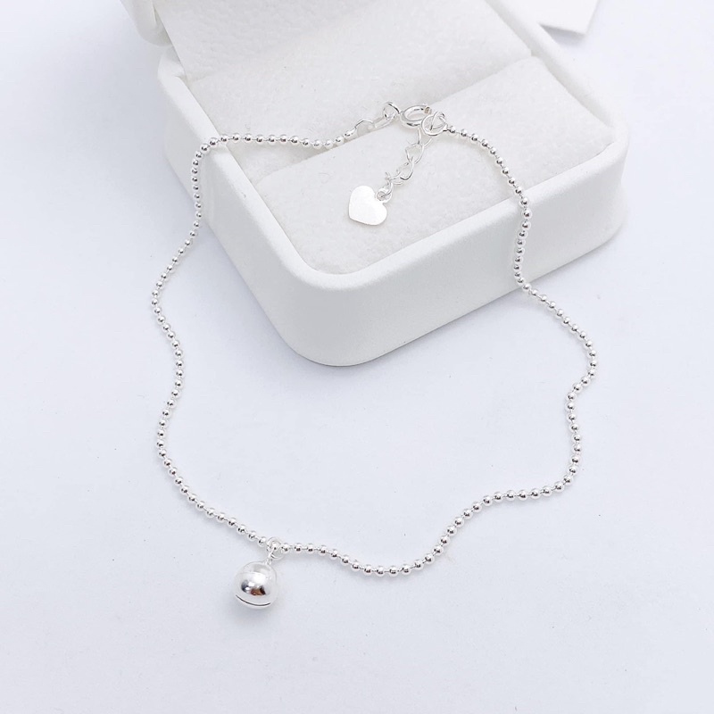 Lắc chân bi bạc có chuông bạc thật cao cấp DaLiA Jewelry lắc chân bạc bi nhỏ chuông to đáng yêu