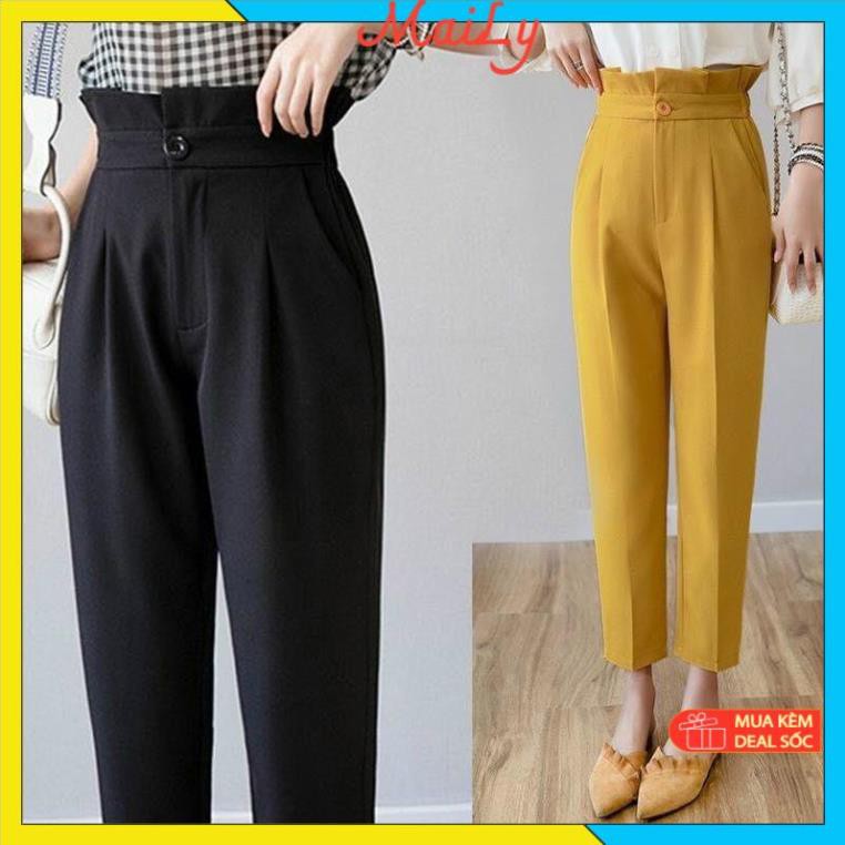 Quần baggy nữ cạp cao xếp ly sang chảnh - Quần baggy cạp bèo vải tuyết mưa Hàn mát lạnh - siêu tôn dáng | BigBuy360 - bigbuy360.vn