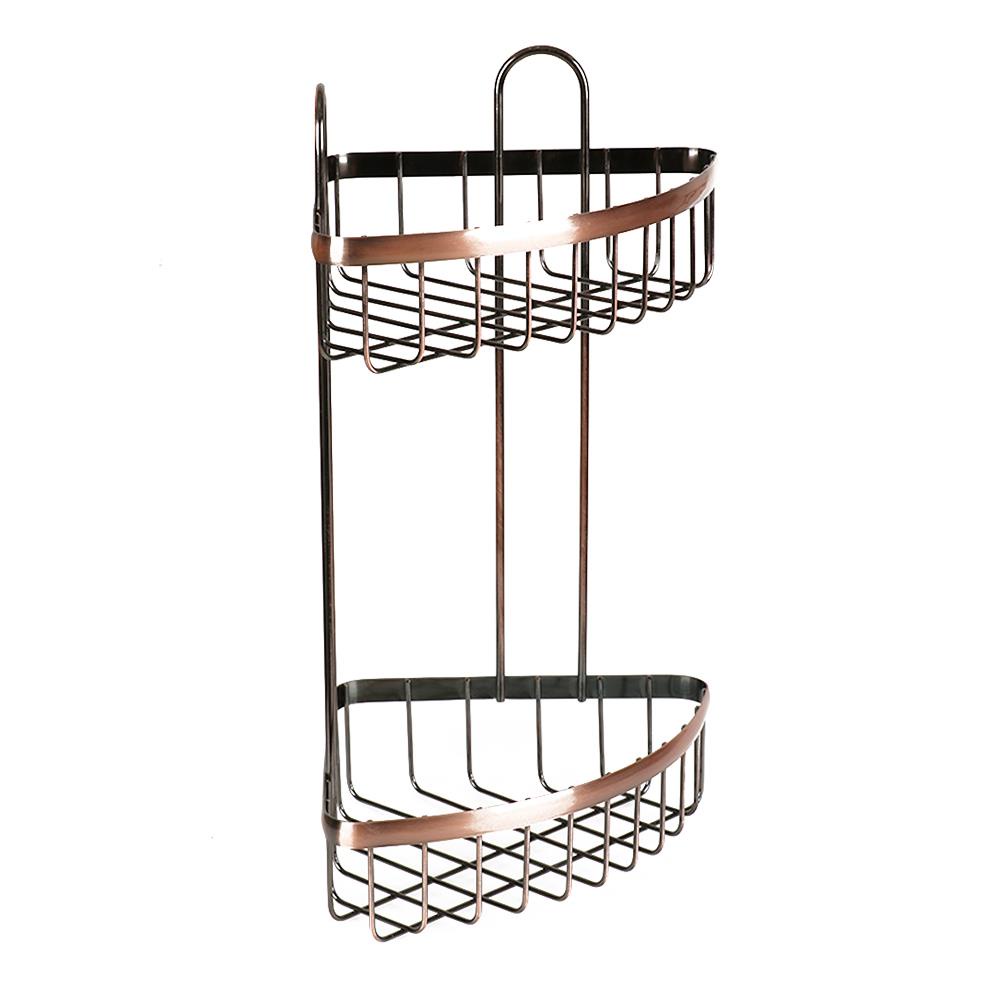 HomeBase MOYA Giá nhà tắm treo tường bằng thép có 2 tầng H1816C W27.5xD20xH42 Cm màu đồng