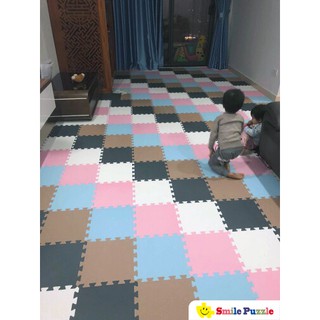 THẢM XỐP CHO BÉ SMILE PUZZLE -  ĐƠN MÀU - KHÔNG MÙI - TIÊU CHUẨN CHÂU ÂU (20 miếng, kích thước 1,2mx1,5m)