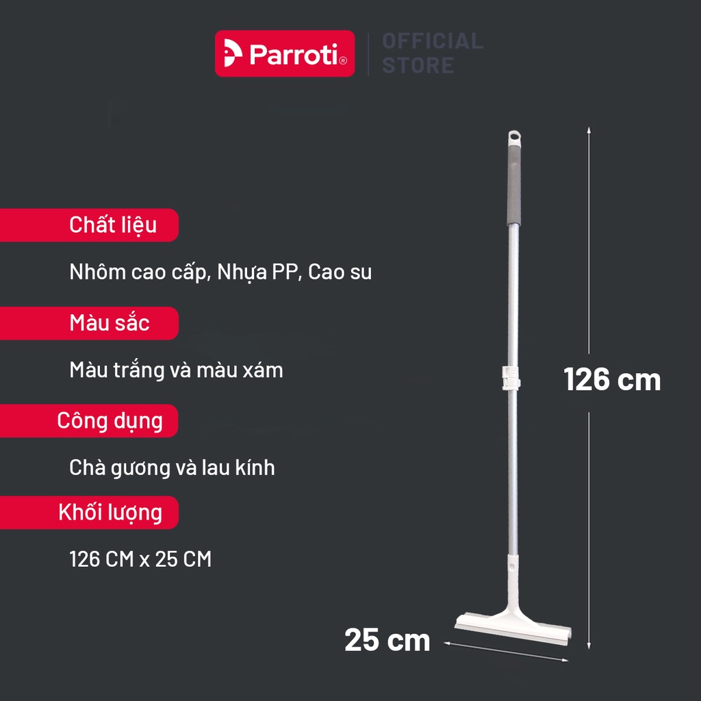 Cây lau kính, gạt chùi kính đa năng 2 đầu trong 1, cán nhôm cao cấp Parroti SN01