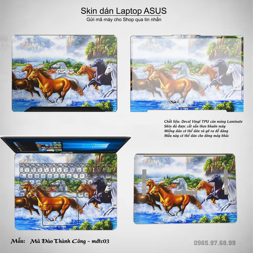 Skin dán Laptop Asus in hình Mã Đáo Thành Công (inbox mã máy cho Shop)