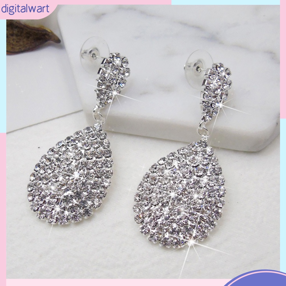 Khuyên Tai Đính Đá Hình Giọt Nước Thời Trang Thanh Lịch Dành Cho Nữ