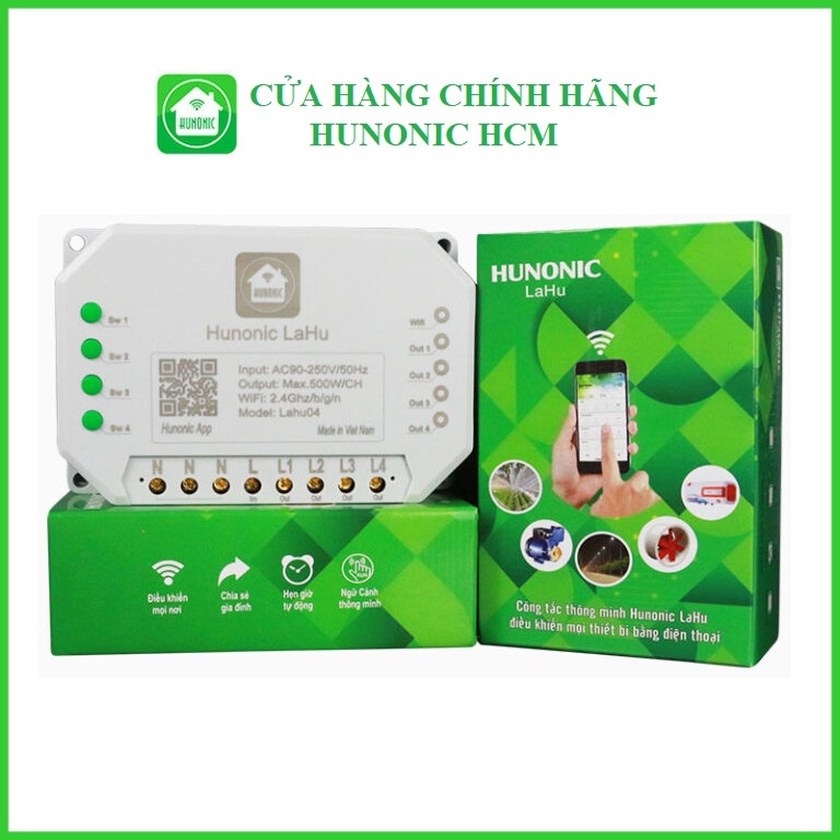 Công tắc Hunonic điều khiển từ xa qua điện thoại, wifi, 3G, Hunonic Lahu