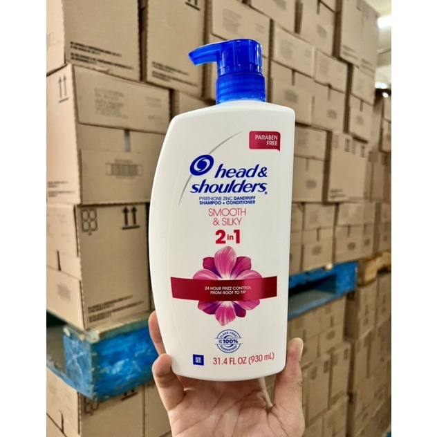 Dầu gội xả Head and Shoulders 2in1 Smooth & Silky 930ml nội địa MỸ