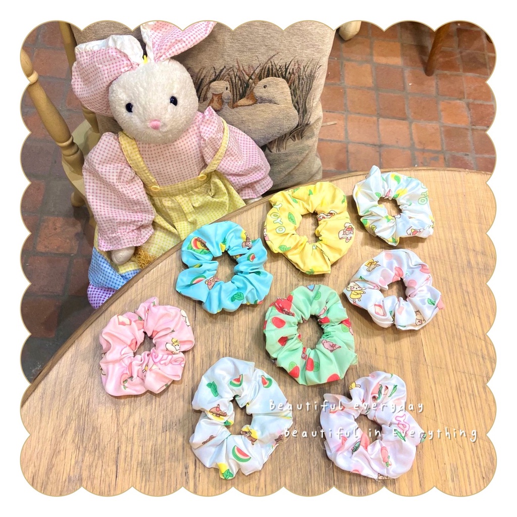 Scrunchie Handmade cute, buộc tóc handmade xinh xắn, dây buộc tóc scrunchies họa tiết cực đáng yêu to1294 everyphuyen