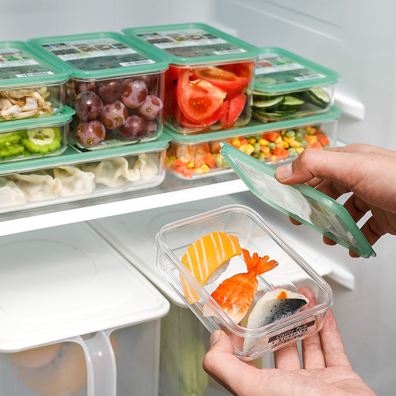 Hộp bảo quản tủ lạnh nhập khẩu Nhật Bản có nắp hộp lưu trữ trái cây, hộp đựng thức ăn bằng nhựa trong suốt chống mùi xuy