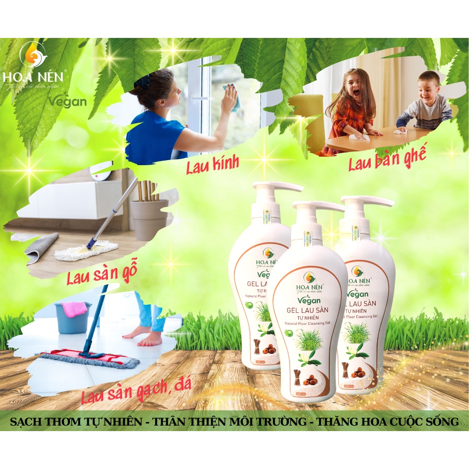 Gel Lau Sàn thiên nhiên Hoa Nén - an toàn cho gia đình bạn - 550ml