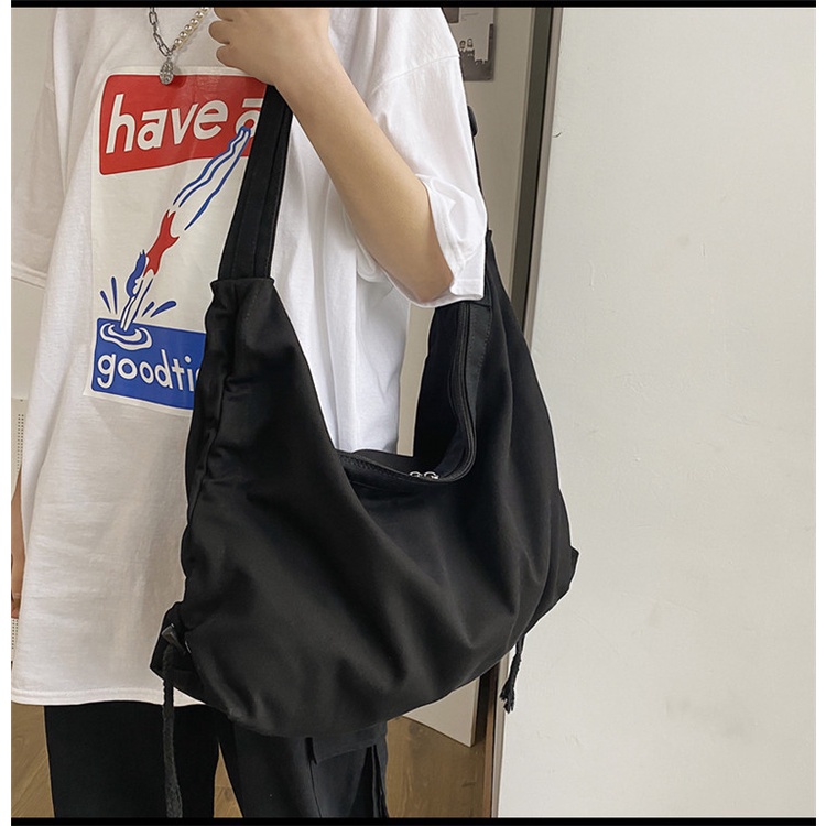 Túi Vải Canvas Đeo Chéo Thời Trang Hàn Quốc Cho Nữ