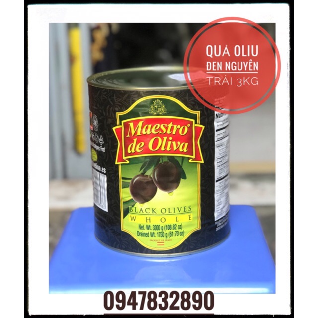 Quả oliu đen nguyên trái hộp 3kg - nhập khẩu Tây Ban Nha