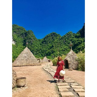 Giày sandal thổ cẩm boho màu nâu đất